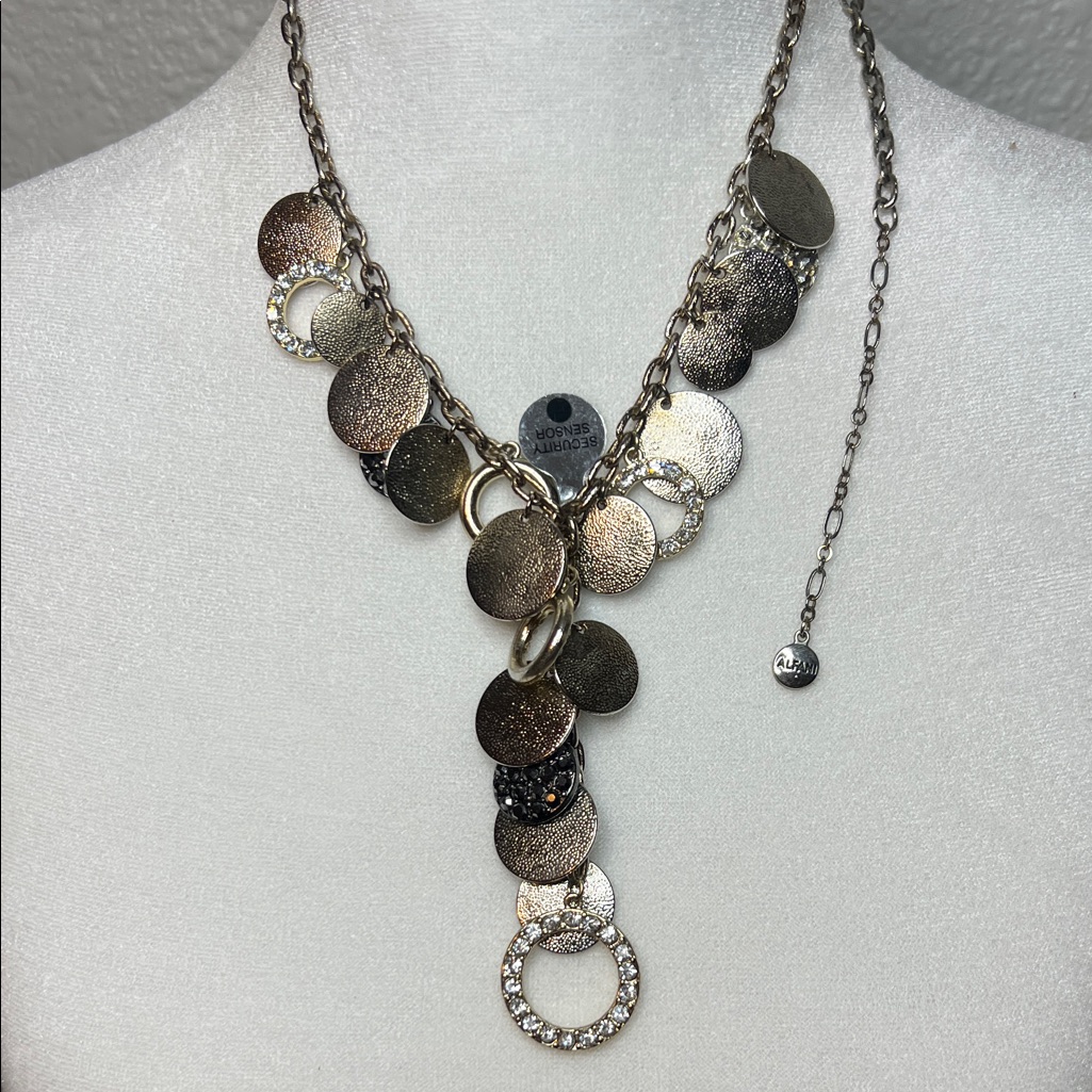 Alfani Two-Tone Disc Y-Necklace With Crystal Ring Accent